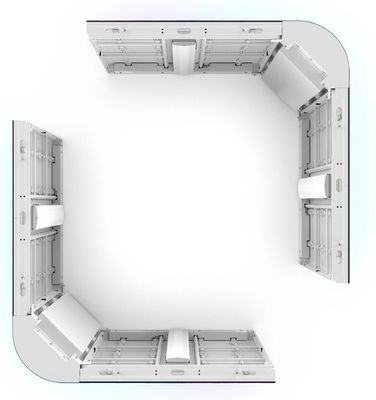 Buiten 3D L-vormige gebogen hoek en rechte hoek Oplossing P4 P5.7mm Led Display Screen Aluminium Waterdicht IP65 960*960mm Buiten Reclame Led Screen