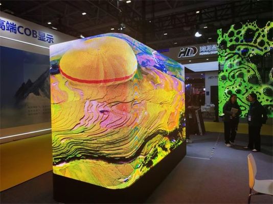 Buiten 3D L-vormige gebogen hoek en rechte hoek Oplossing P4 P5.7mm Led Display Screen Aluminium Waterdicht IP65 960*960mm Buiten Reclame Led Screen