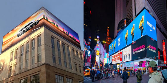 Gekrompen Buitenbouw 3D Billboard Groot scherm Video Led Image Display P3.9 Vaste Reclame Scherm Display Buiten