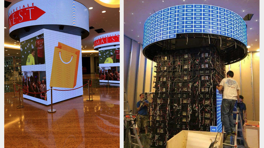 Installatie binnenshuis P3 Circulaire zuil LED Soft Module met hoge contrastverhouding 5000 1 en 256 kleurdiepte