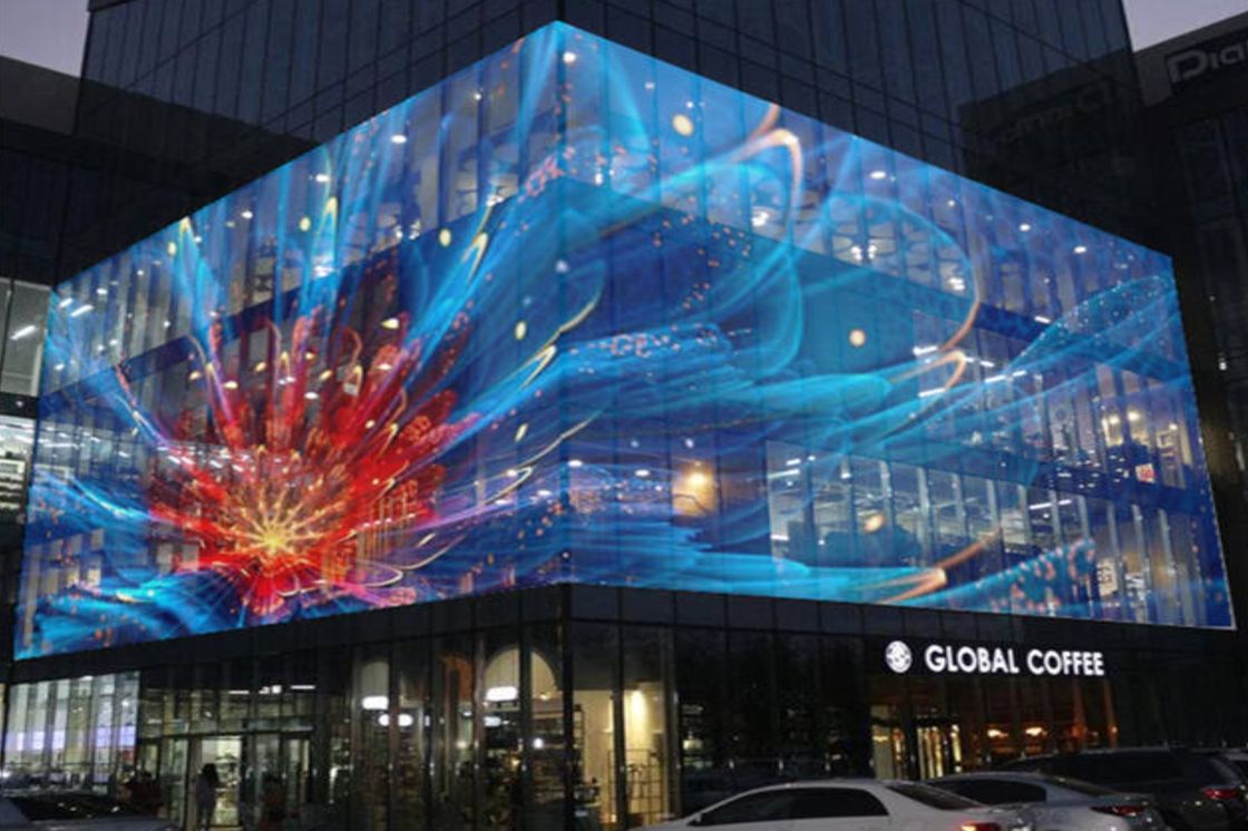 Gflow 500*500mm P3.9-7.8mm Buitendoorzichtig LED-display LED Video Mesh Gordijn